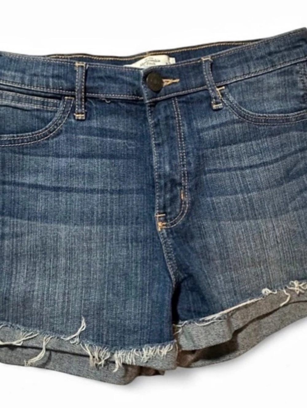 Abercrombie & Fitch Curve Love High Rise Denim Micro Short Shorts Blue 4